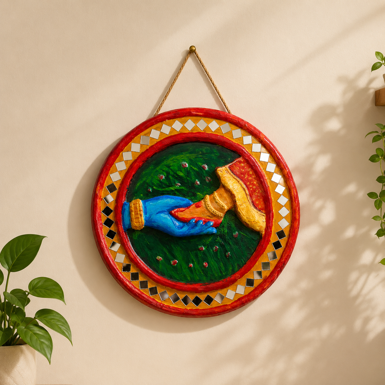 8 Inch Handmade Shiv Parvati Wall Hanging | Spiritual Home Decor